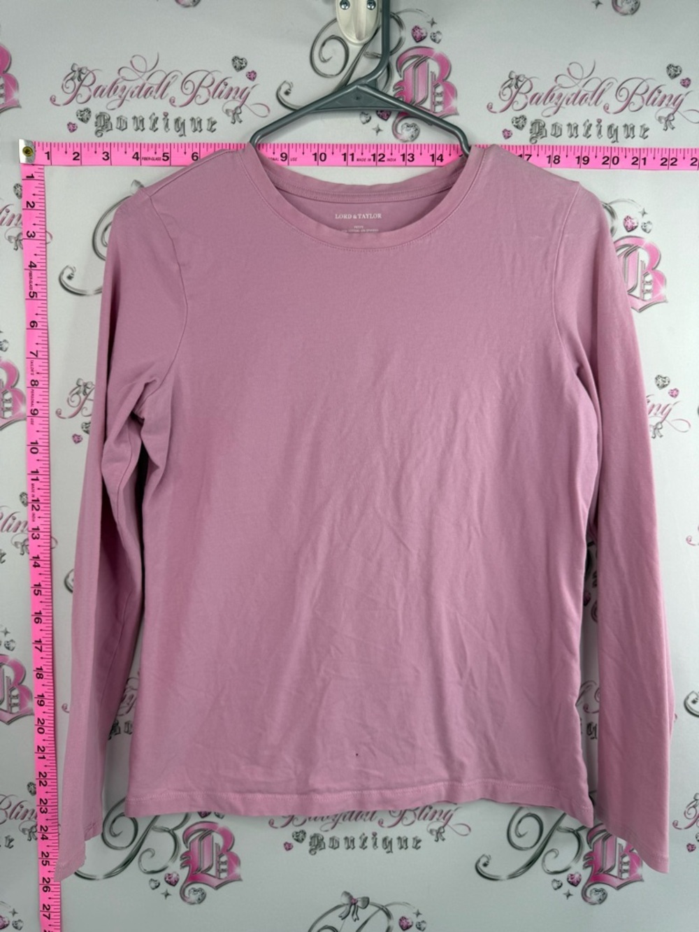 Lord & Taylor shirt stretchy long sleeve Women's Long Sleeve Tee in Dusty Pink